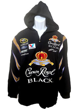Mens XL Matt Kenseth Crown Royal Black NASCAR Full ZipUp Hoodie Chase Authentics